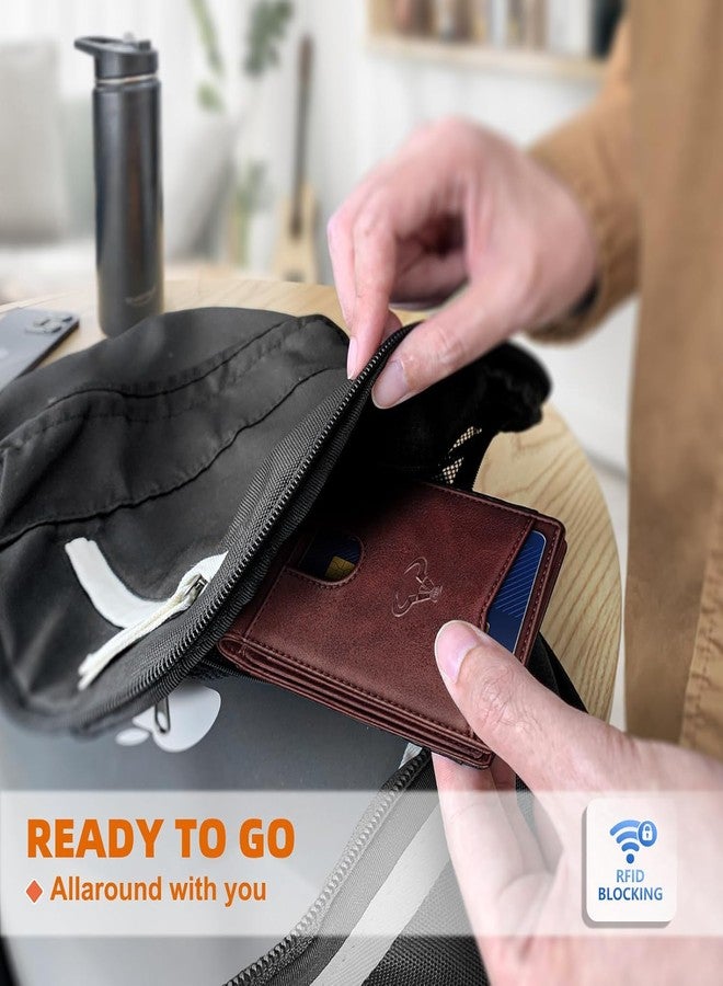 Contacts Slim RFID Blocking Leather Wallet for Men - Minimalist Bifold Card Holder with 11 Slots, ID Window & Cash Pocket - Front Pocket Wallet Gift for Daily Use & Travel (Brown) - Image 5